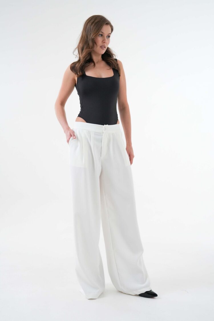 Back Elastic Wide Cut Palazzo Pants 29102