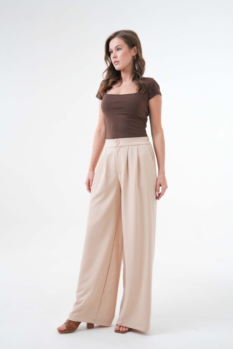 Back Elastic Wide Cut Palazzo Pants 29102