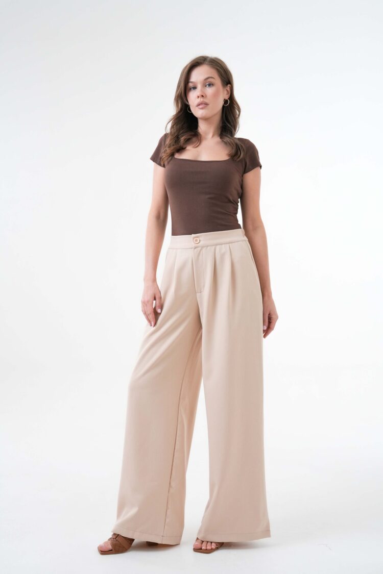 Back Elastic Wide Cut Palazzo Pants 29102