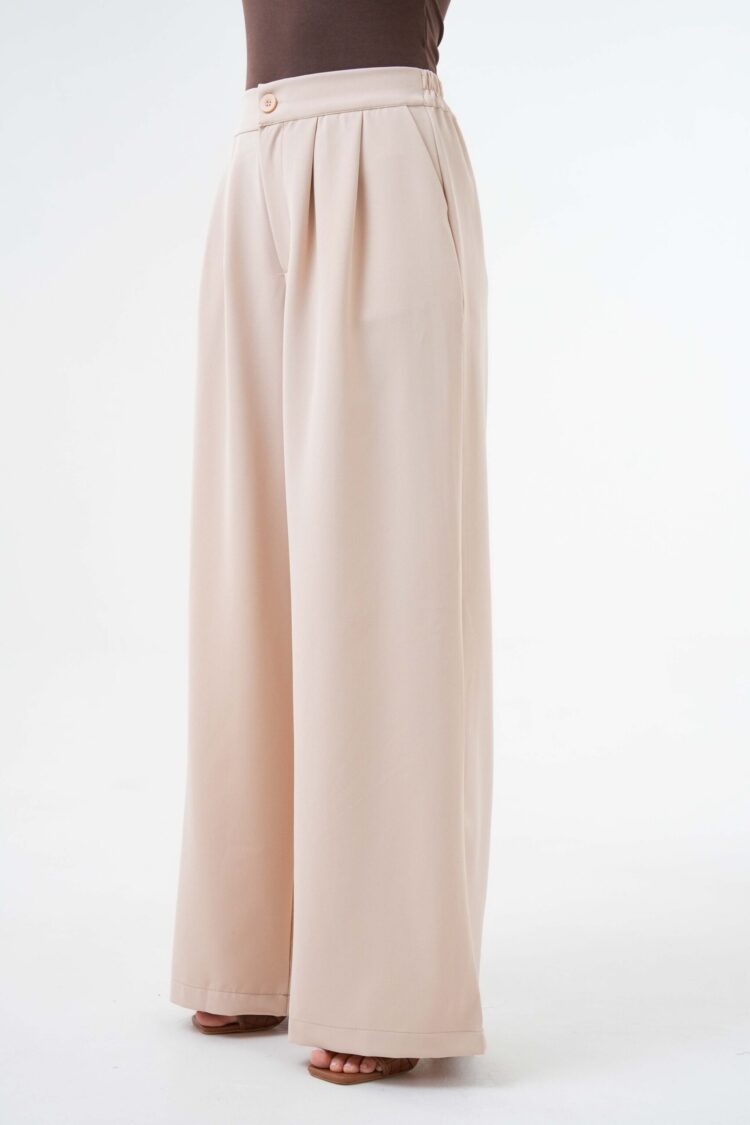 Back Elastic Wide Cut Palazzo Pants 29102