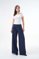 Elastic Back Wide Fit Palazzo Pants 29102 - First Angels - Globality Store - Women Clothes Wholesale Turkey