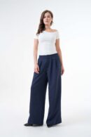 Elastic Back Wide Fit Palazzo Pants 29102 - First Angels - Globality Store - Women Clothes Wholesale Turkey