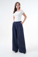 Elastic Back Wide Fit Palazzo Pants 29102 - First Angels - Globality Store - Women Clothes Wholesale Turkey
