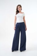 Elastic Back Wide Fit Palazzo Pants 29102 - First Angels - Globality Store - Women Clothes Wholesale Turkey