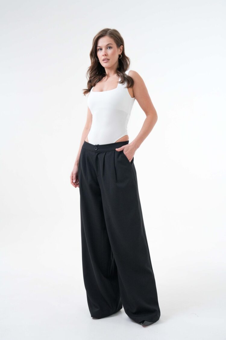 Elastic Back Wide Cut Palazzo Pants 29102 - First Angels - Globality Store - Women Clothes Wholesale Turkey