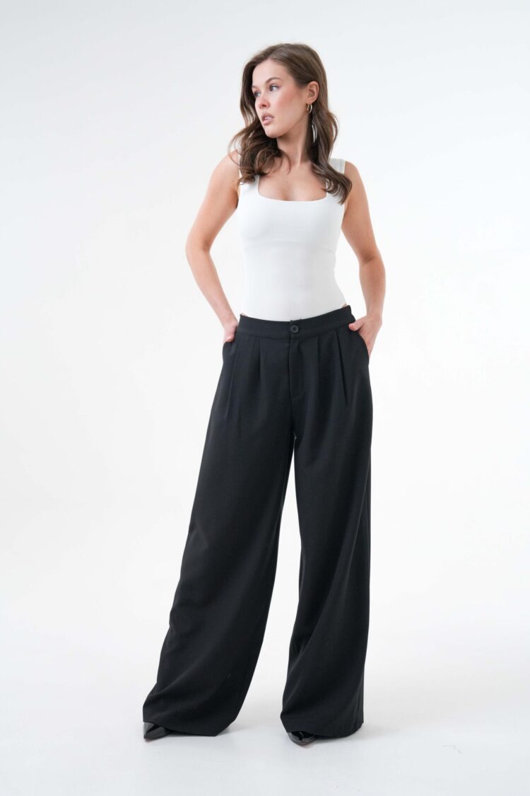 Elastic Back Wide Cut Palazzo Pants 29102