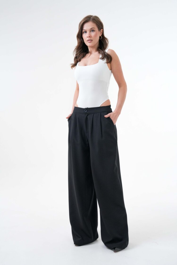 Elastic Back Wide Cut Palazzo Pants 29102