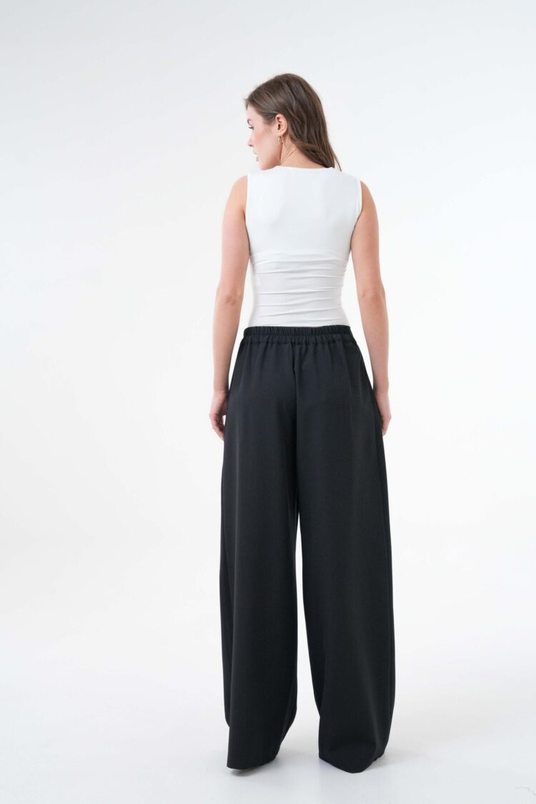 Elastic Back Wide Cut Palazzo Pants 29102
