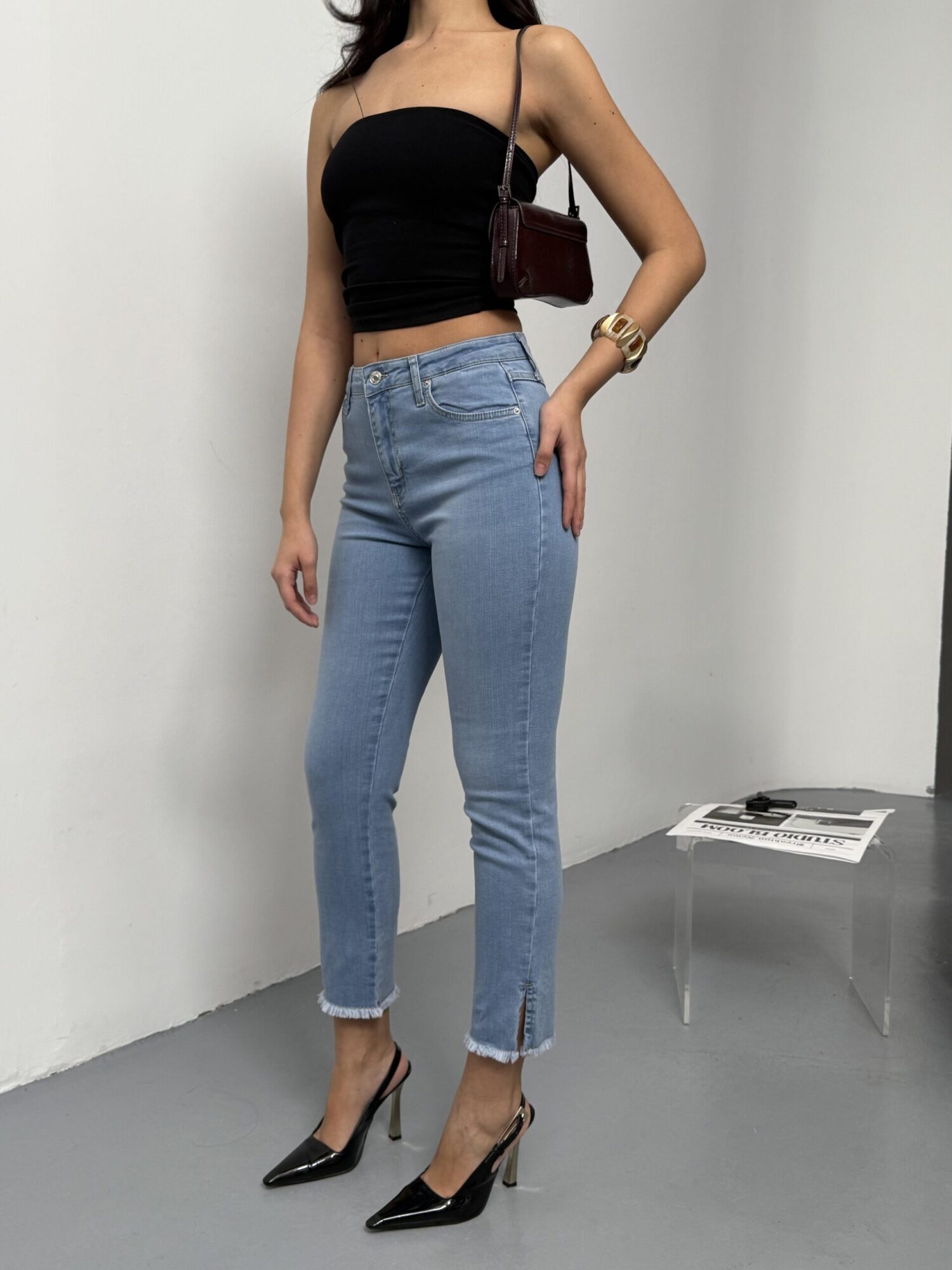 High Waist Leg Cut Out Tassel Detailed LightJeans Pants - LACARINO - Globality Store - Women Clothes Wholesale Turkey