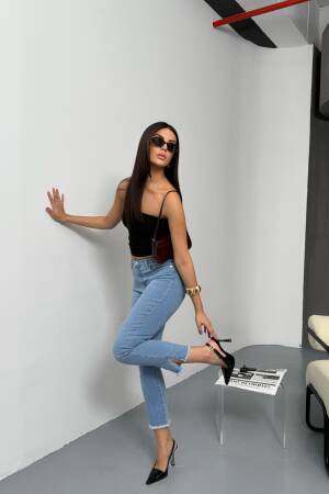 High Waist Leg Cut Out Tassel Detailed LightJeans Pants - LACARINO - Globality Store - Women Clothes Wholesale Turkey