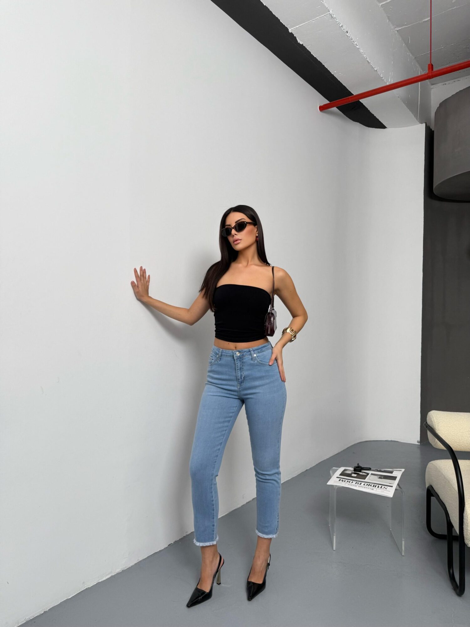 High Waist Leg Cut Out Tassel Detailed LightJeans Pants - LACARINO - Globality Store - Women Clothes Wholesale Turkey