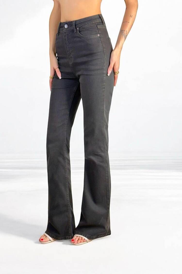 High Waist Spanish Leg Dark Blue Jeans