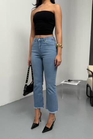 High Waist Leg Tassel Detailed LightJeans Pants - LACARINO - Globality Store - Women Clothes Wholesale Turkey