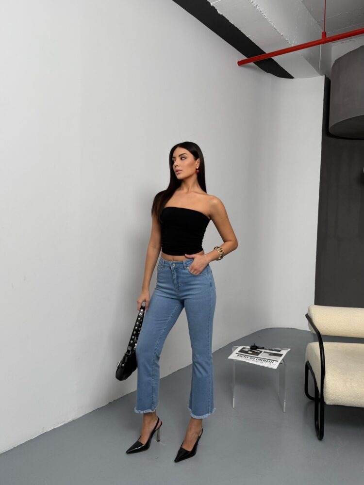 High Waist Leg Tassel Detailed LightJeans Pants