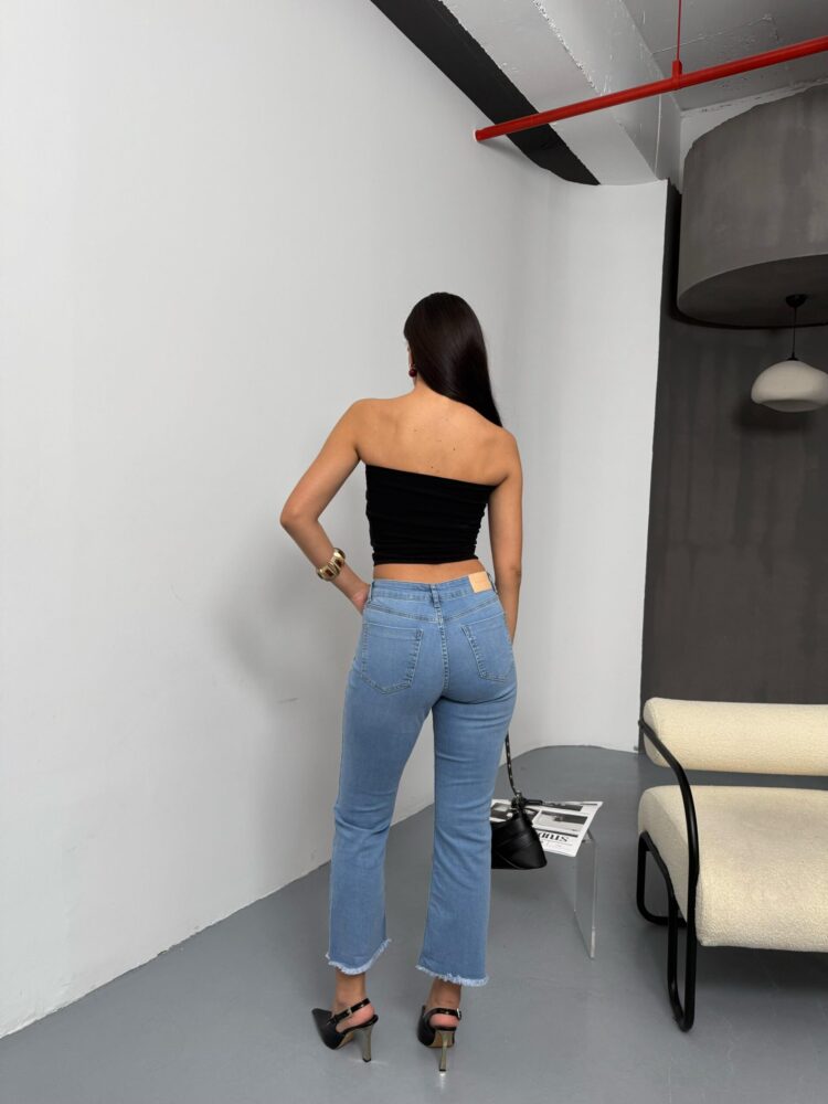 High Waist Leg Tassel Detailed LightJeans Pants