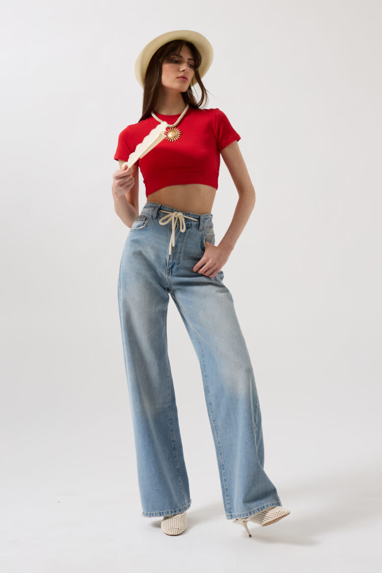 Lace Detail High Waist Jean - Light Blue - Black Fashion - Globality Store - Women Clothes Wholesale Turkey