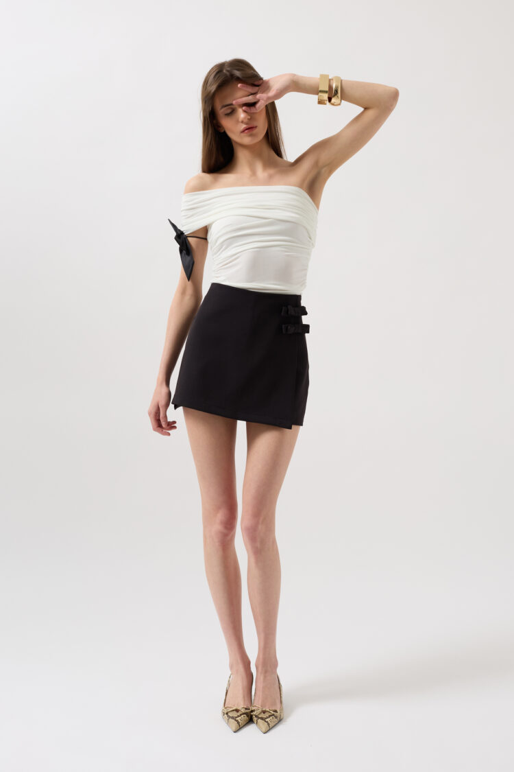 Bow Detail Mini Skirt - Black Fashion - Globality Store - Women Clothes Wholesale Turkey
