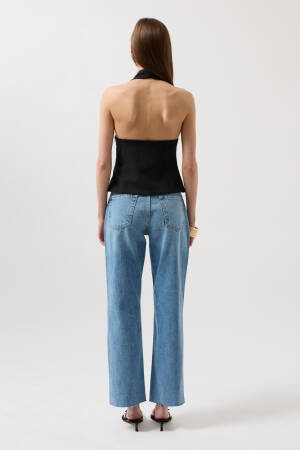 Crop Blouse With Thick Strap - Black Fashion - Globality Store - Women Clothes Wholesale Turkey