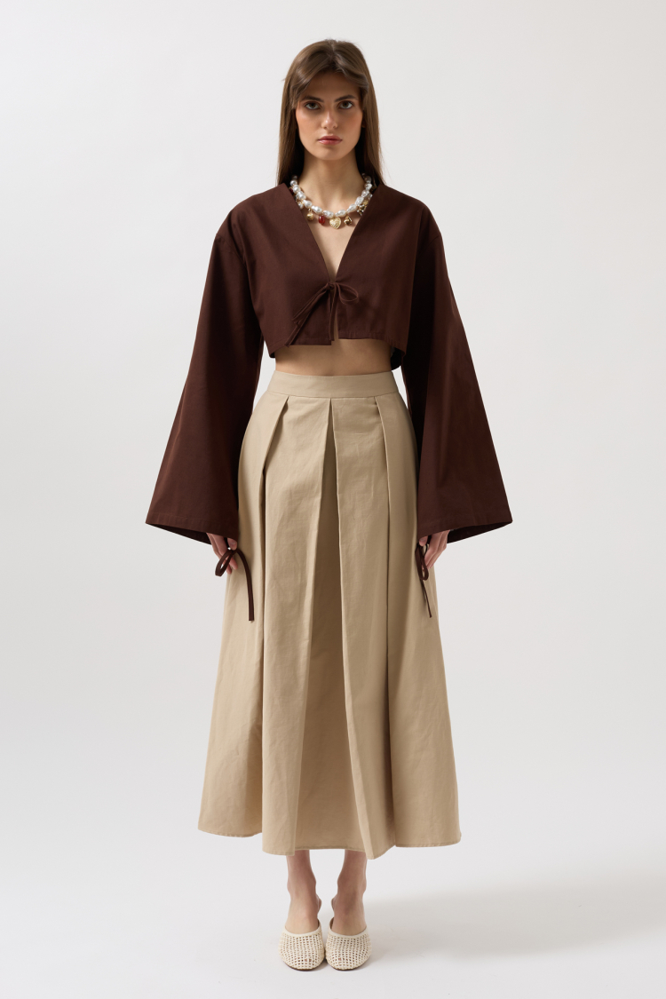 Tie Up Detail Long Sleeve Blouse