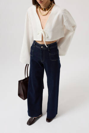 Pocket Detail High Waist Jean - Navy - Black Fashion - Globality Store - Women Clothes Wholesale Turkey