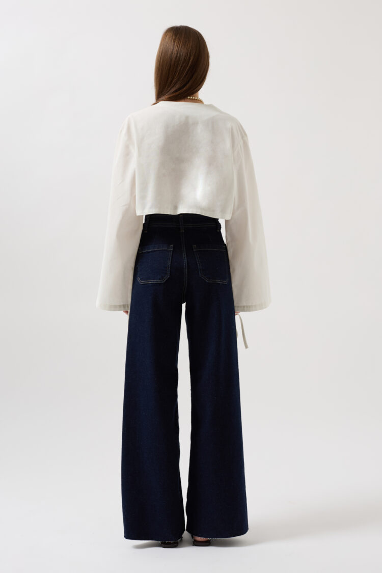 Pocket Detail High Waist Jean - Navy
