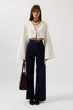 Pocket Detail High Waist Jean - Navy - Black Fashion - Globality Store - Women Clothes Wholesale Turkey
