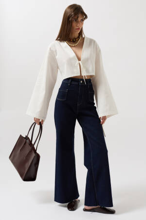 Pocket Detail High Waist Jean - Navy - Black Fashion - Globality Store - Women Clothes Wholesale Turkey