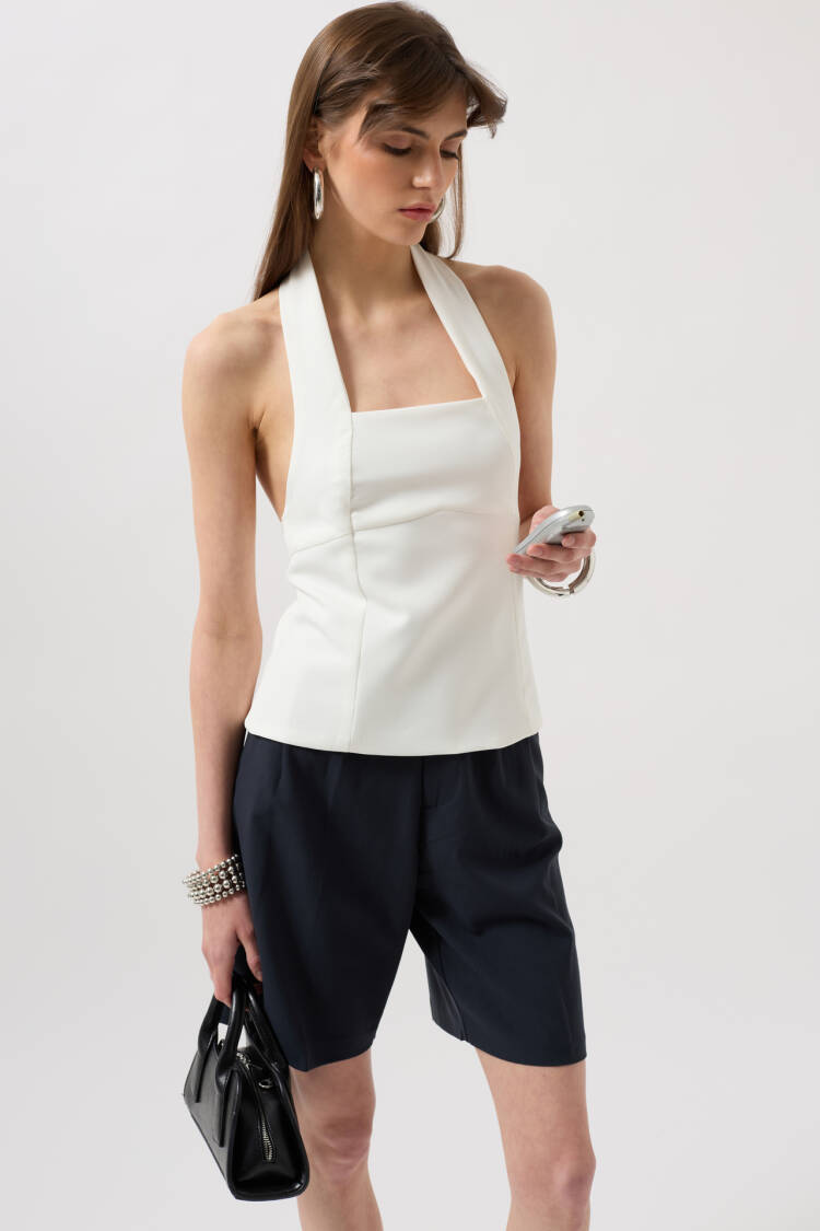 Crop Blouse With Thick Strap - Black Fashion - Globality Store - Women Clothes Wholesale Turkey