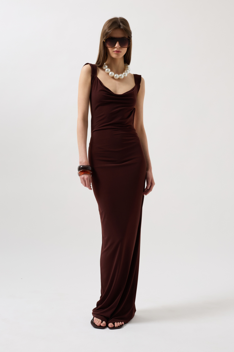 Back Neckline Maxi Dress - Black Fashion - Globality Store - Women Clothes Wholesale Turkey
