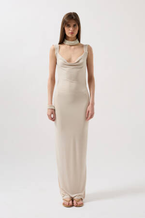 Back Neckline Maxi Dress - Black Fashion - Globality Store - Women Clothes Wholesale Turkey