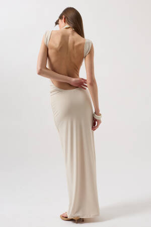 Back Neckline Maxi Dress - Black Fashion - Globality Store - Women Clothes Wholesale Turkey