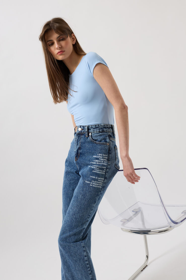 Printed Low Waist Jean - Black Fashion - Globality Store - Women Clothes Wholesale Turkey