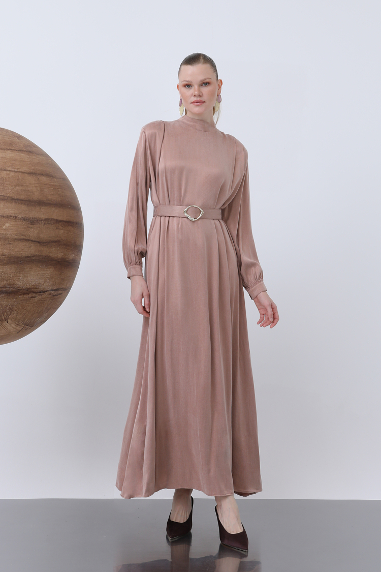 Women's Belt And Wadding Detailed Dress - Puane - Globality Store - Women Clothes Wholesale Turkey