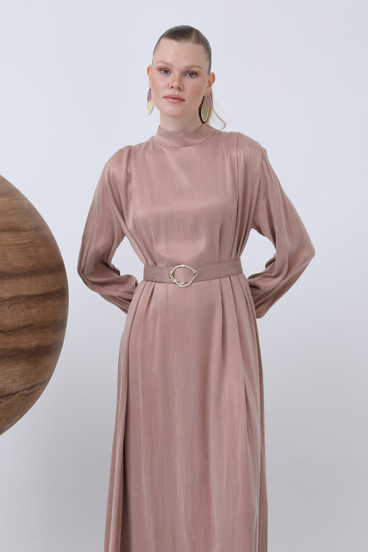 Women's Belt And Wadding Detailed Dress
