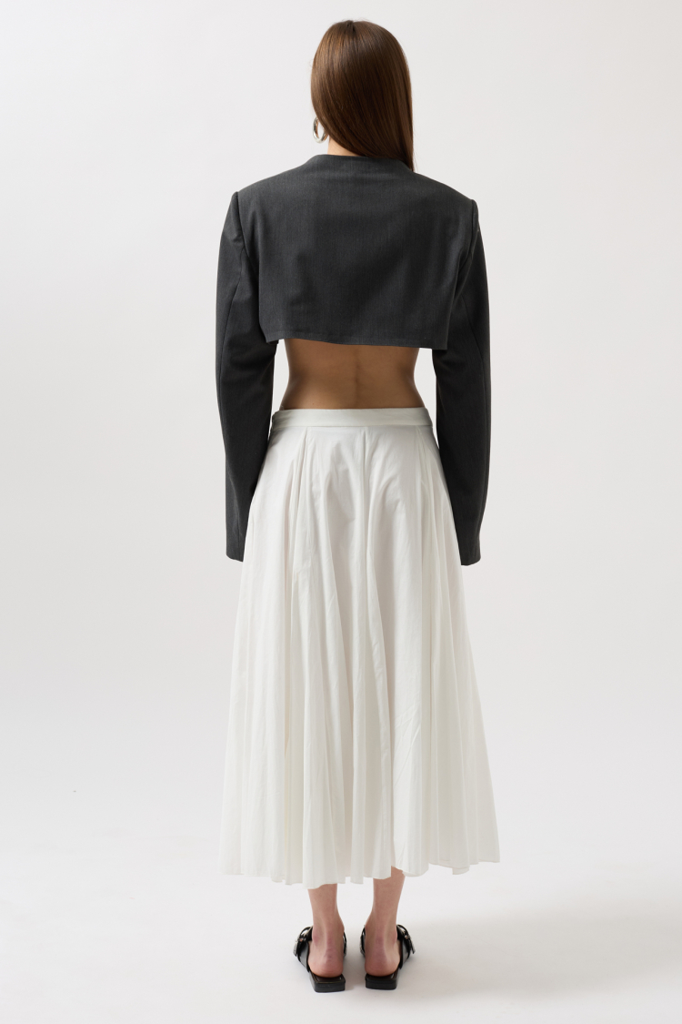 Chest Bra Detail Crop Jacket - Dark Gray
