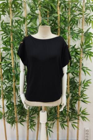 Women's One Shoulder Open Button Detailed Shaggy Viscose Blouse - Black - Janes - Globality Store - Women Clothes Wholesale Turkey