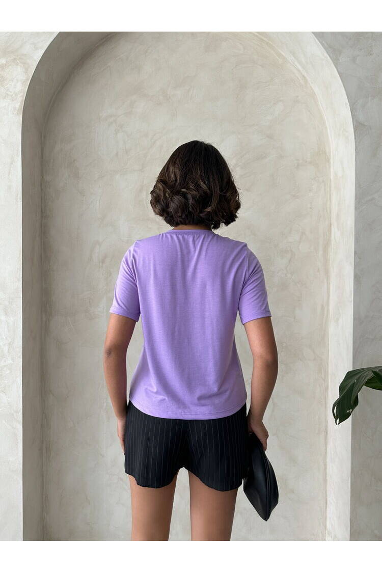 Stone Chain Detailed Wholesale T-Shirt