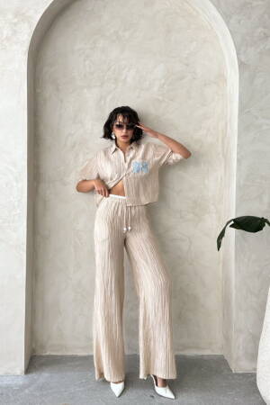 Butterfly Detailed Pleated Shirt - Topshow - Globality Store - Women Clothes Wholesale Turkey