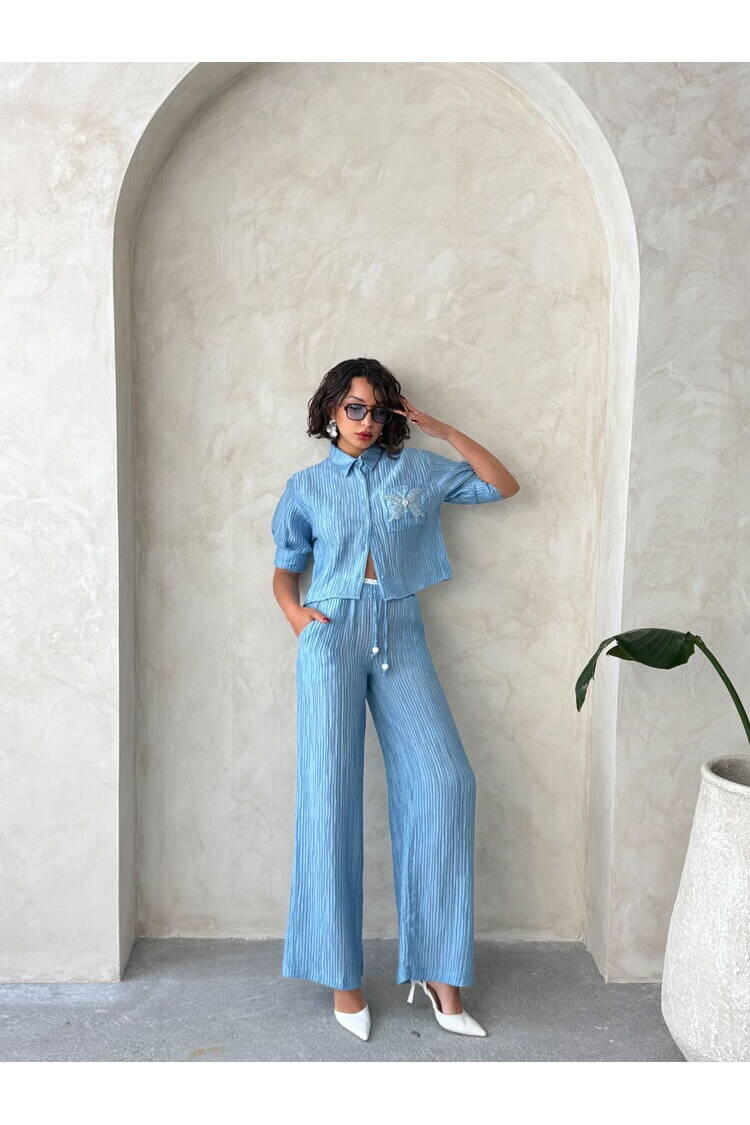 Butterfly Detailed Pleated Shirt