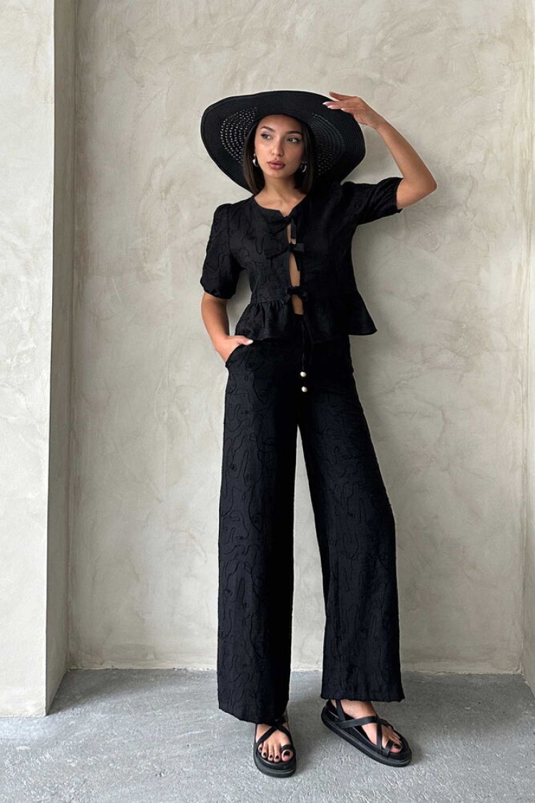 Wholesale Blouse With Front Tie Embroidery - |