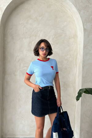 Wholesale T Shirt WithRed Embroidery - Topshow - Globality Store - Women Clothes Wholesale Turkey