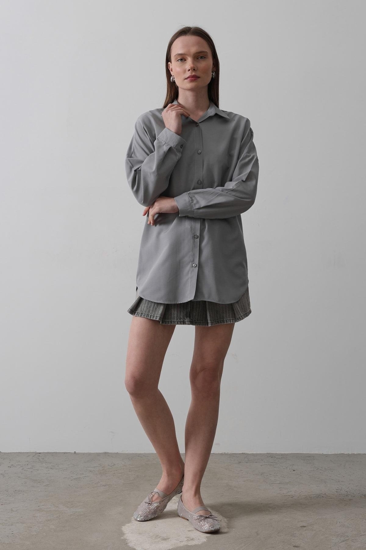 Long Sleeve Shirt - Reyon - Globality Store - Women Clothes Wholesale Turkey