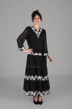 V Neck Chiffon Dress - GUMANIZE - Globality Store - Women Clothes Wholesale Turkey