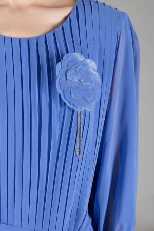 Round Neck Pleated Dress - GUMANIZE - Globality Store - Women Clothes Wholesale Turkey
