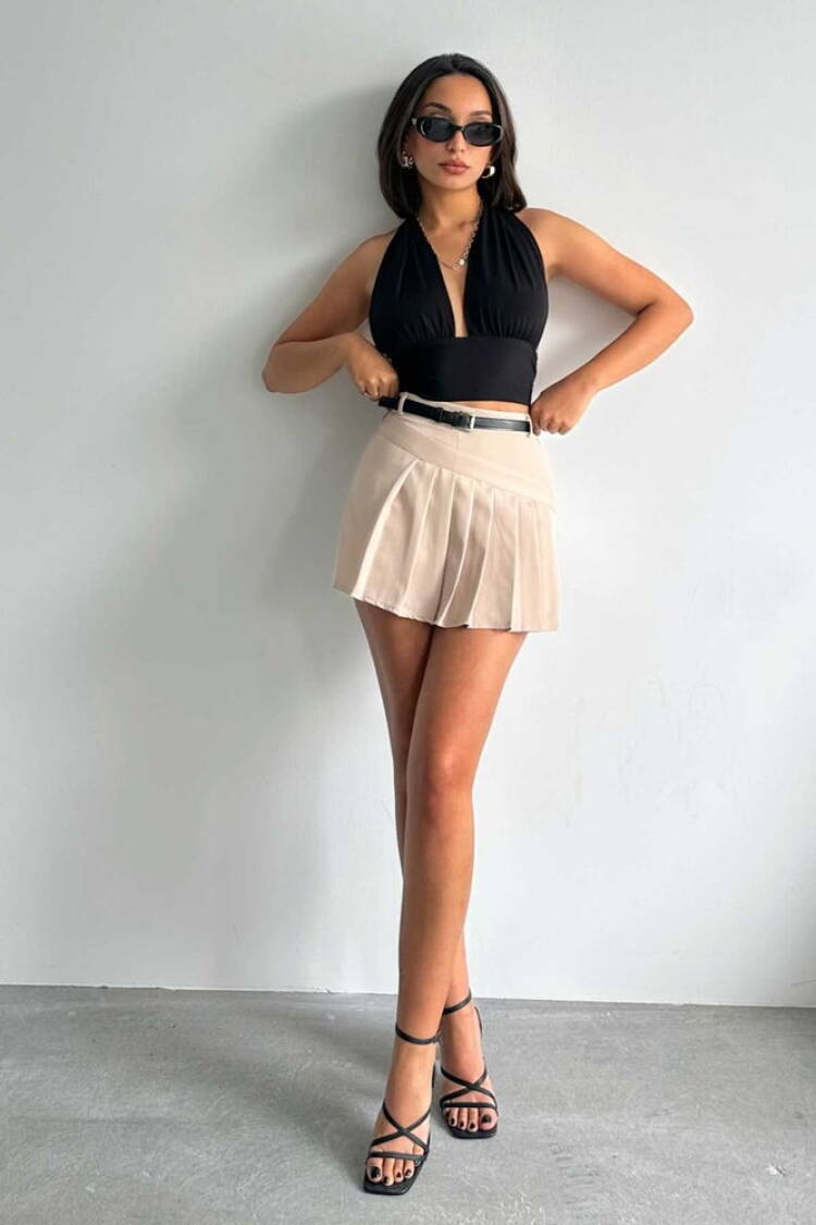 OutdoorPleated Woven Wholesale Shorts Wholesale Skirt - Topshow - Globality Store - Women Clothes Wholesale Turkey