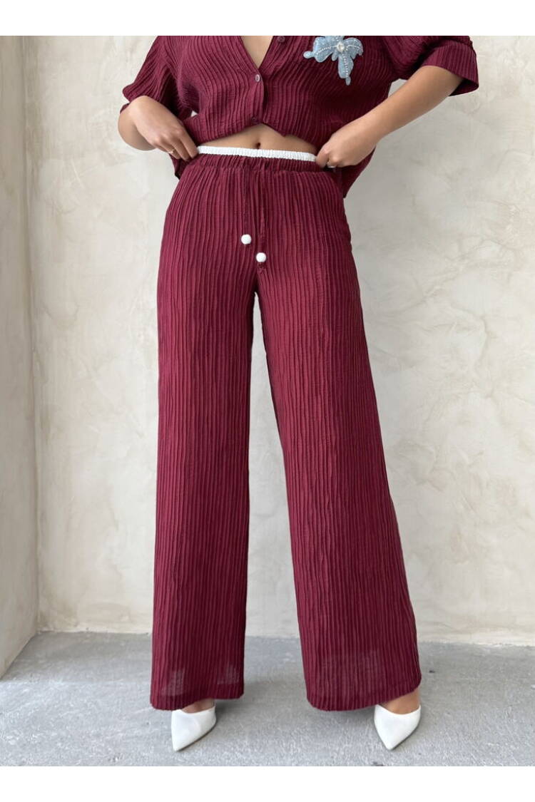 Pleise Wholesale Pants - Burgundy |