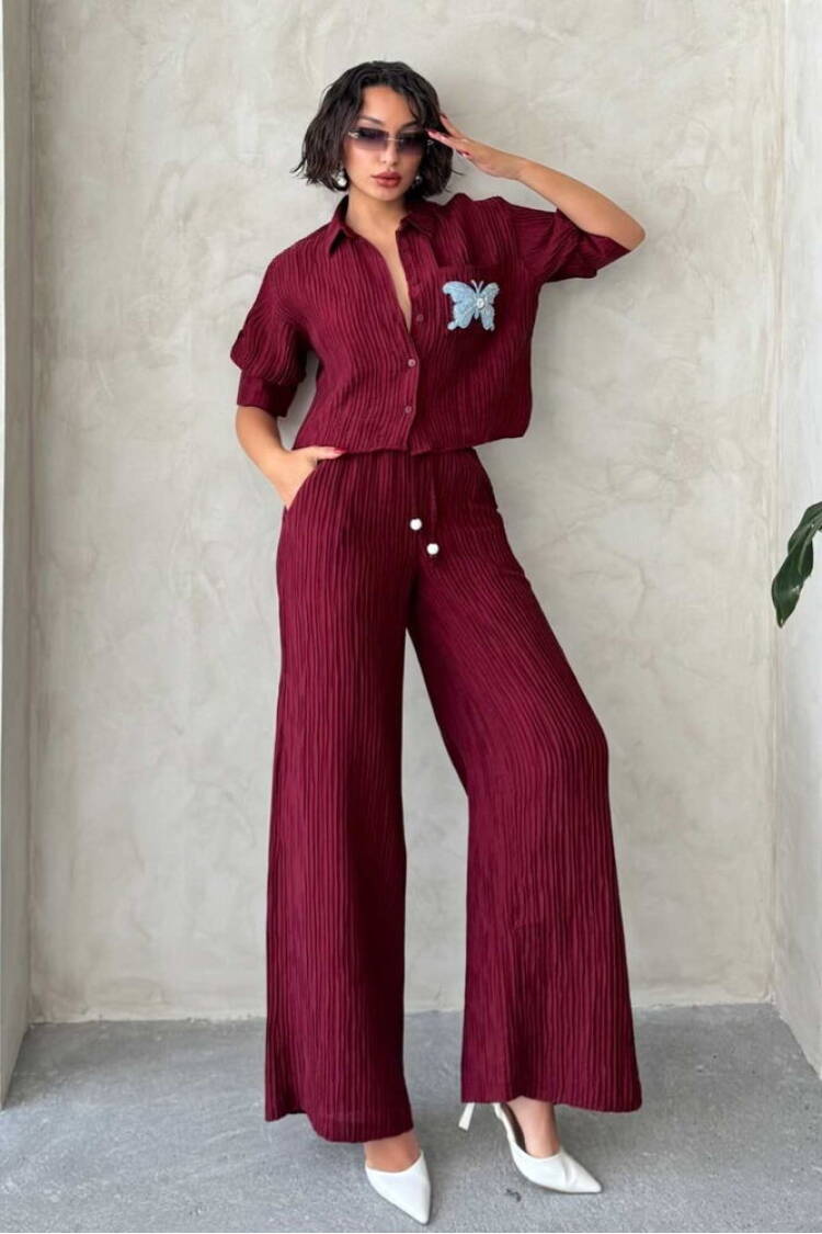 Pleise Wholesale Pants - Burgundy