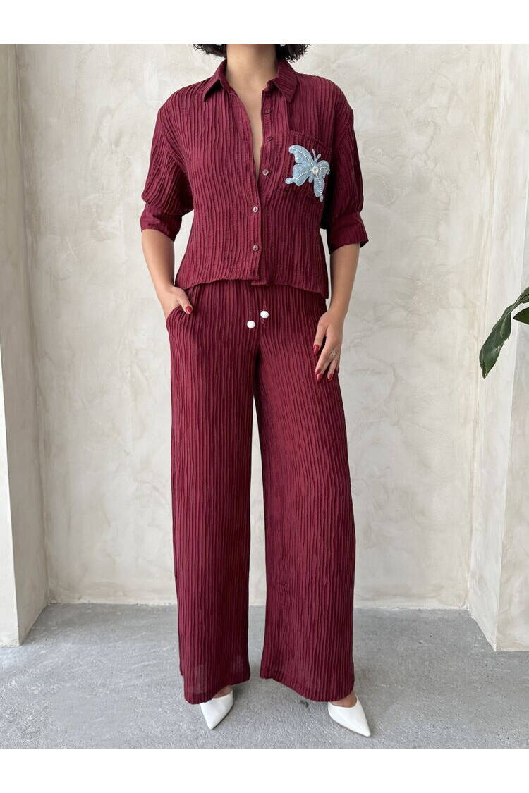 Pleise Wholesale Pants - Burgundy |