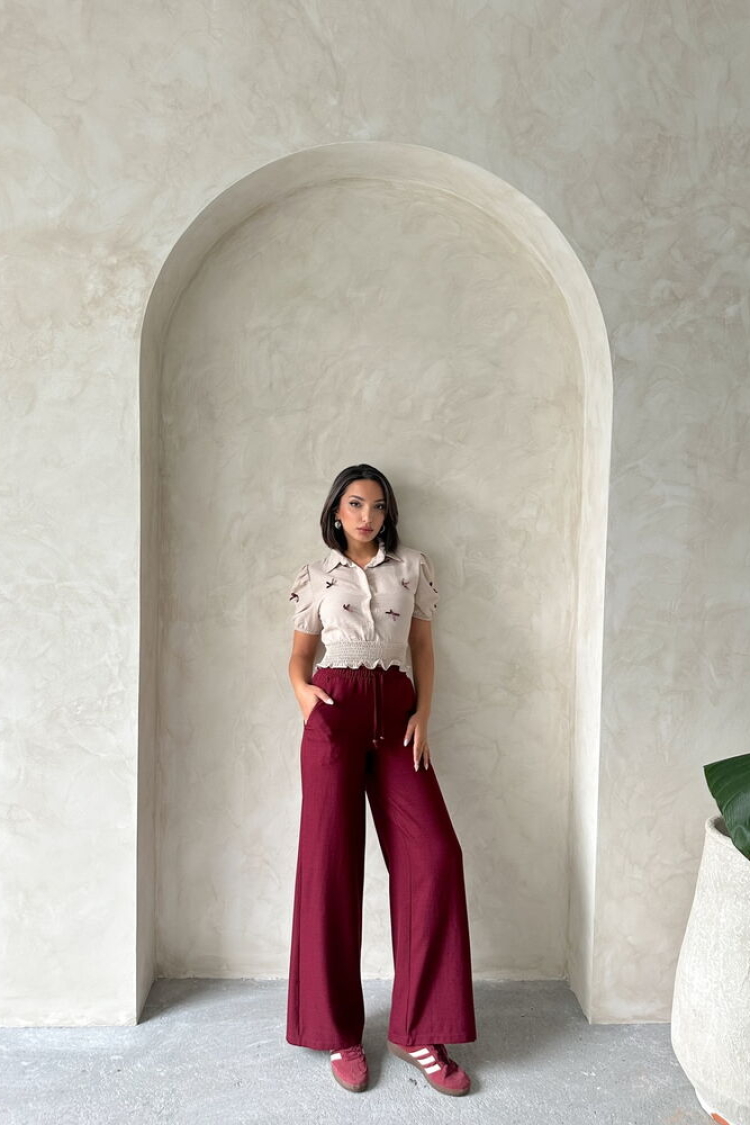 Linen Wholesale Shirt With Bow -|