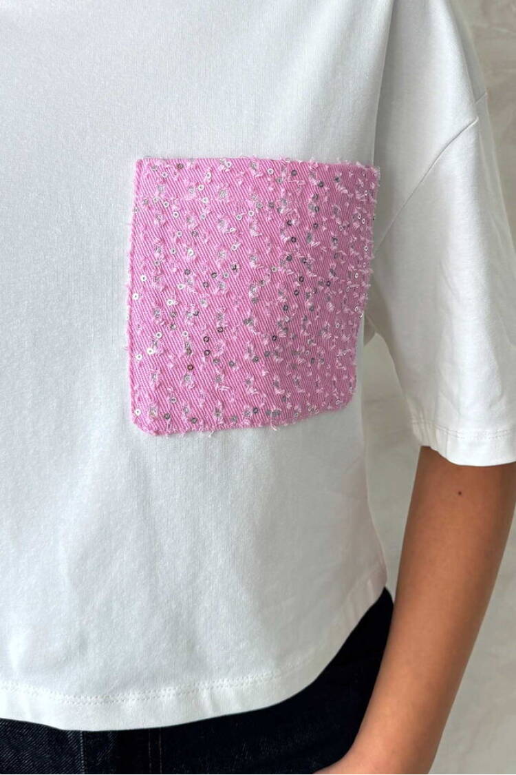 Pocket Detailed Wholesale T-Shirt -|